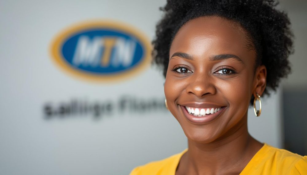 Happy African american MTN agent smiling