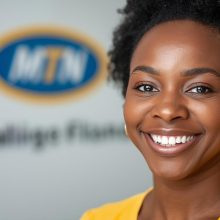 Happy African american MTN agent smiling