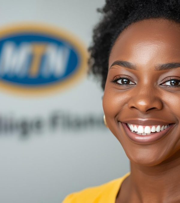 Happy African american MTN agent smiling